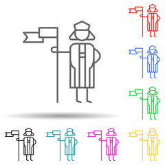 Obraz premium Christopher columbus, spanish multi color set icon. Simple thin line, outline of travel icons for ui and ux, website or mobile application