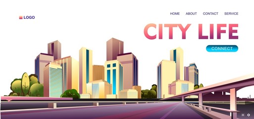 City buildings landscape concept banner