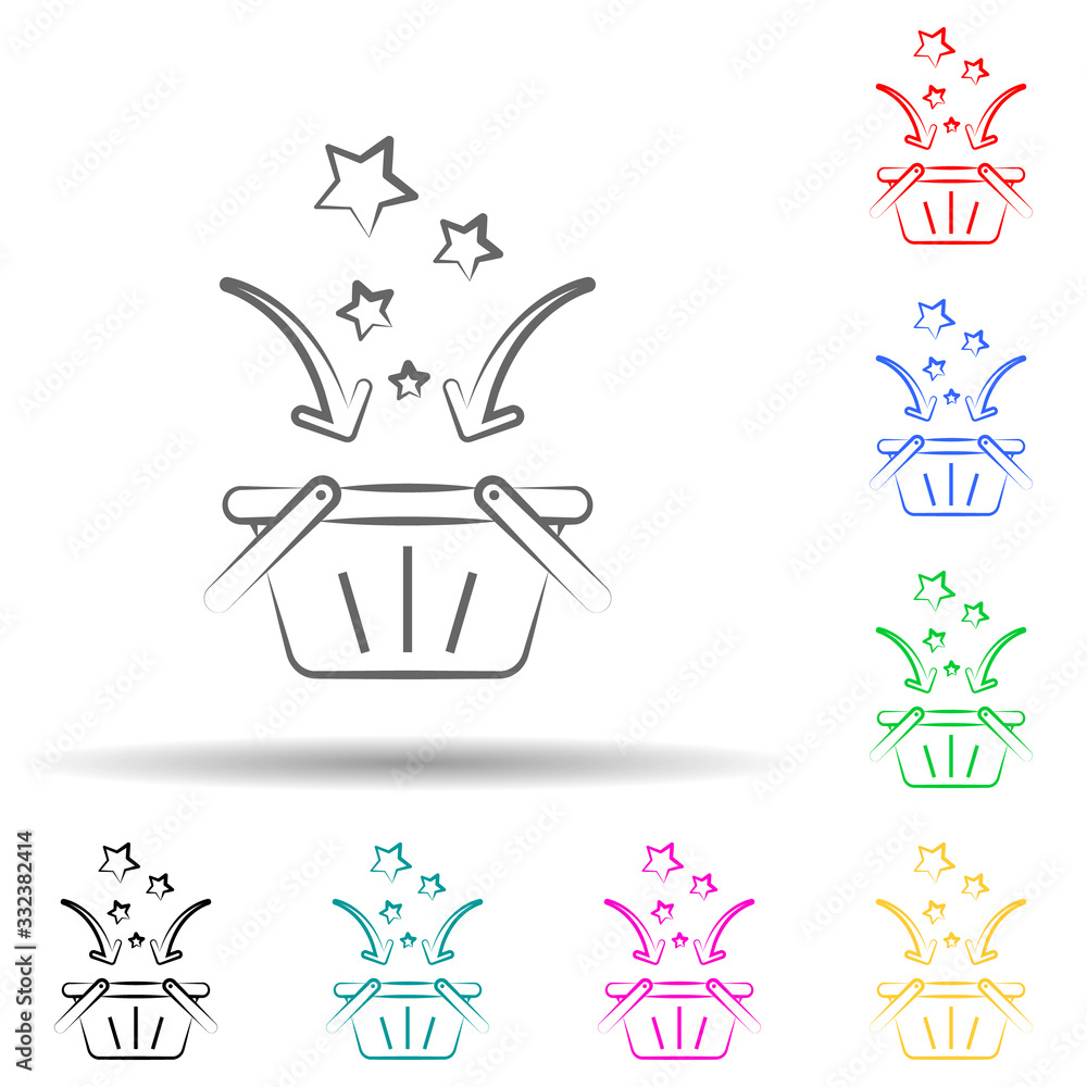 Poster basket, shopping multi color set icon. simple thin line, outline vector of shopping icons for ui and