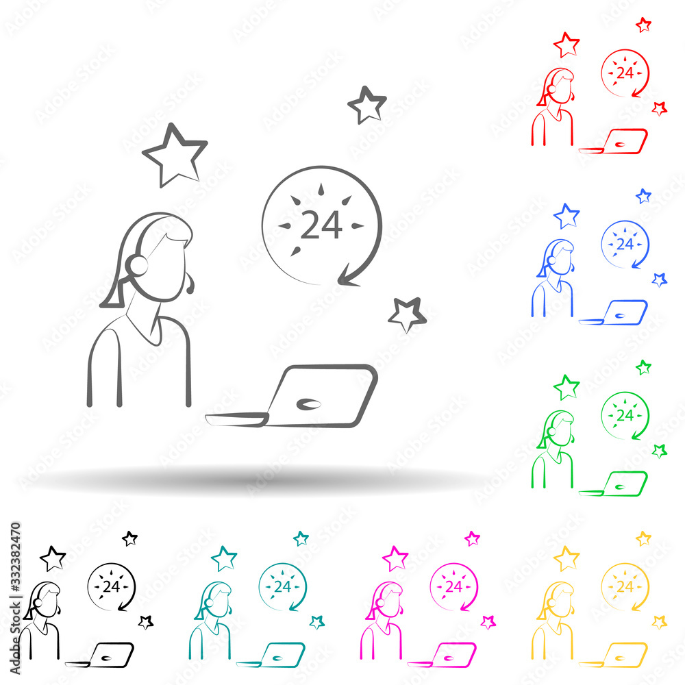 Poster contact, information multi color set icon. simple thin line, outline vector of shopping icons for ui