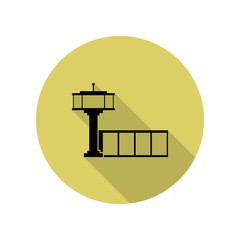 tower at the airport long shadow icon. Simple glyph, flat vector of Airport icons for ui and ux, website or mobile application