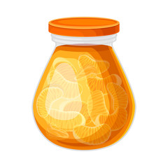 Canned Mandarin Jam or Jelly in Glass Jar Vector Illustration