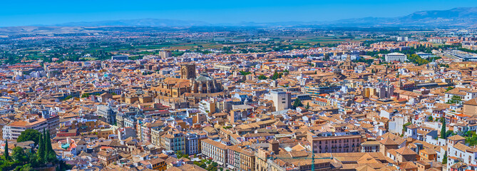 Aerial cityscape of Granada, Spain