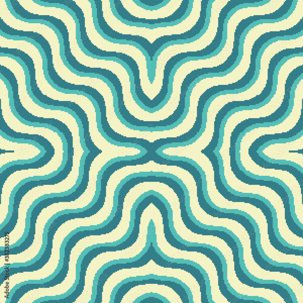 Poster vector pixel retro futuristic background. retro wallpapers. seamless vector pattern. pixel art waves