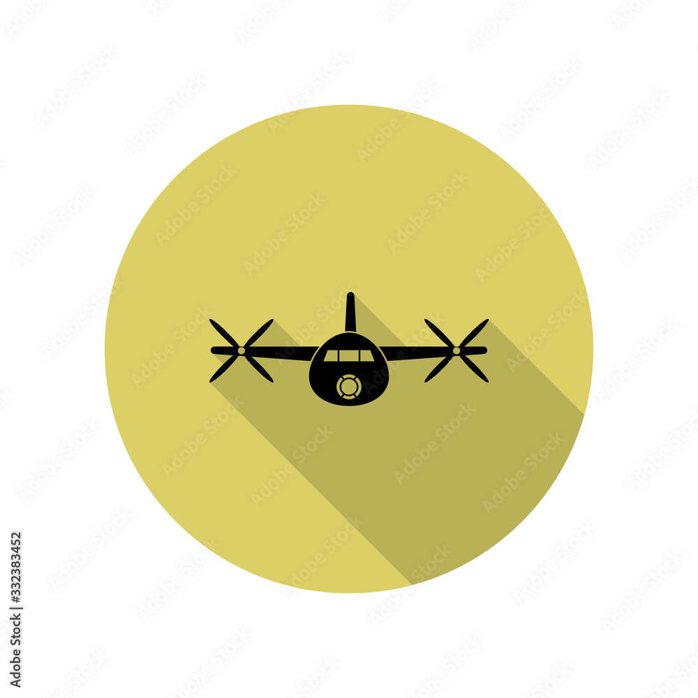 Aufkleber view of propeller aircraft in front long shadow icon. simple glyph, flat vector of airport icons for