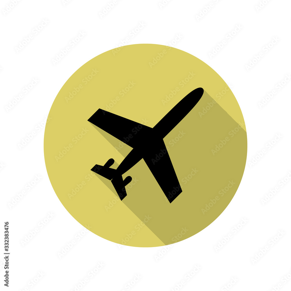 Aufkleber plane view from above long shadow icon. simple glyph, flat vector of airport icons for ui and ux, we