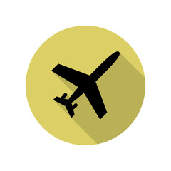 plane view from above long shadow icon. Simple glyph, flat vector of Airport icons for ui and ux, website or mobile application