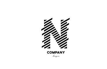black and white N alphabet letter logo design icon for company and business