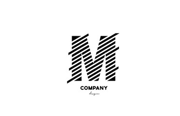 black and white M alphabet letter logo design icon for company and business