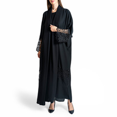 arabic muslim woman in stylish abaya, in white background - Image