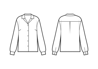 oversize sleeved blouses for lady. Vector illustration.