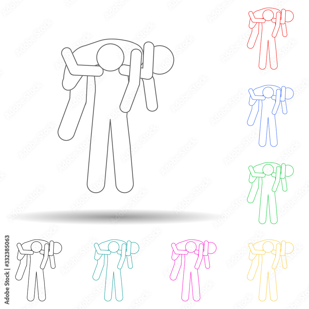 Poster military helps a wounded man multi color set icon. simple thin line, outline vector of army icons fo