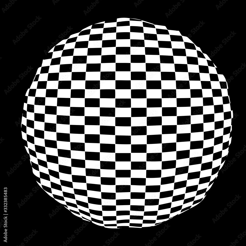 Poster hallucination. optical illusion. twisted illustration. abstract background. sphere of squares. dynam