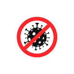 Coronavirus Icon with Red Prohibit Sign