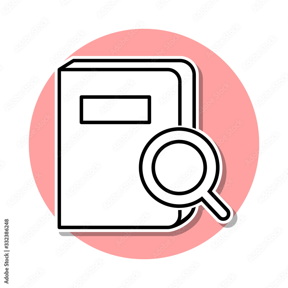 Poster search for a book sticker icon. simple thin line, outline vector of books and magazines icons for ui