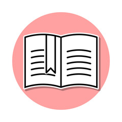 open book with a bookmark sticker icon. Simple thin line, outline vector of Books and magazines icons for ui and ux, website or mobile application