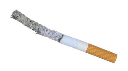 Cigarette butt, stub isolated on white background