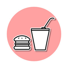 burger and drinking sticker icon. Simple thin line, outline vector of cinema icons for ui and ux, website or mobile application
