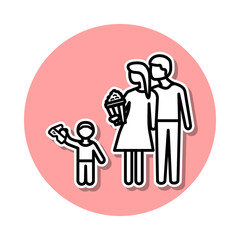 family go to cinema sticker icon. Simple thin line, outline vector of cinema icons for ui and ux, website or mobile application