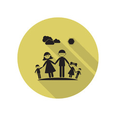 family on a walk long shadow icon. Simple glyph, flat vector of FAMILY icons for ui and ux, website or mobile application