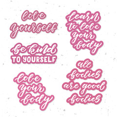 Love yourself hand drawn lettering set