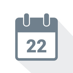 simple calendar icon 22 on white background vector illustration EPS10