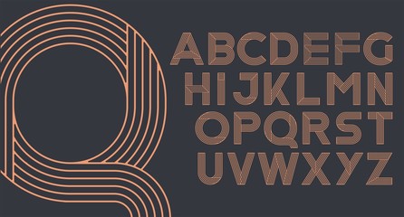 LINE ART ALPHABET ART DECO FONT STYLE
