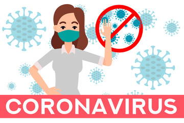 Stop Coronavirus   Coronavirus Bacteria Cell Icon, 2019-nCoV Novel Coronavirus Bacteria. Pandemic Concepts Dangerous Coronavirus Cell in China, Wuhan. Background Social Media Web Banner