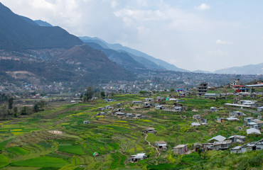 Fototapeta na wymiar Countryside and Kathmandu City