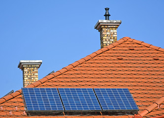 Solar panels on the roof of a house