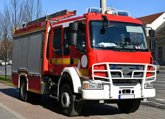 Firefighter truck on the street