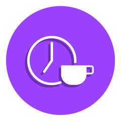 a clock and a cup of coffee badge icon. Simple glyph, flat vector of Finance icons for ui and ux, website or mobile application