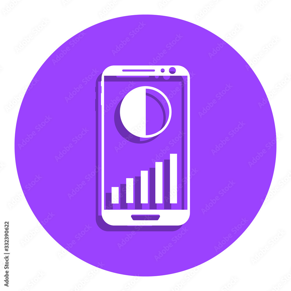 Poster mobile phone with diagrams badge icon. simple glyph, flat vector of finance icons for ui and ux, web
