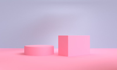 Minimalist primitive geometrical abstract background, 3D render.