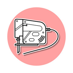 Reciprocating Saw sticker icon. Simple thin line, outline vector of Home repair tool icons for ui and ux, website or mobile application