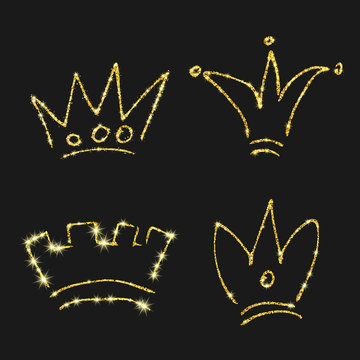 Gold glitter hand drawn crown