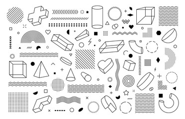 Big set of vector geometric shapes. Trendy graphic elements for concept design.