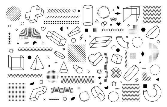 Big set of vector geometric shapes. Trendy graphic elements for concept design.