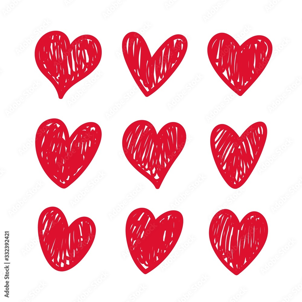 Poster Vector red hearts set for your unique design