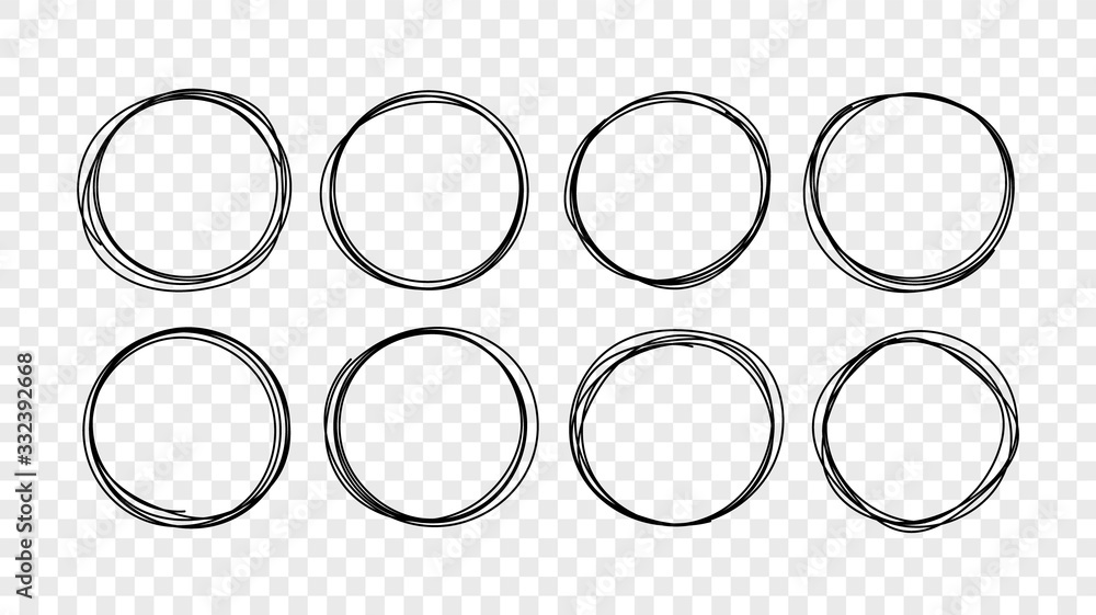 Poster vector hand drawn circle line sketch frames set
