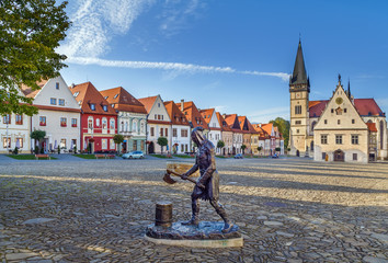 Central square, Bordejov, Slovakia