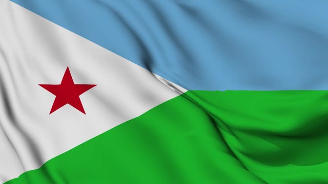 Djibouti flag is waving 3D animation. Djibouti flag waving in the wind. National flag of Djibouti. flag seamless loop animation. high quality 4K resolution