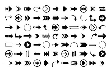 Fototapeta na wymiar Set of new style black vector arrows isolated on white. Arrow vector icon. Signs Direction Icon Set. Arrow symbol