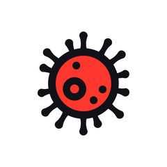 Dangerous cell COVID-19. Coronavirus icon. Vector illustration of the 2019-nCoV novel coronavirus bacteria. Pandemic, outbreak, medical theme.