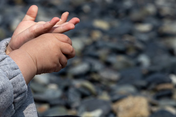 cute finger play of the baby