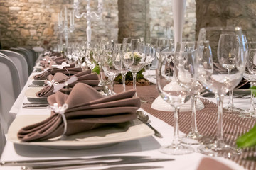 Background of set up table for party or special occasions, New year, wedding party or birthday party.  