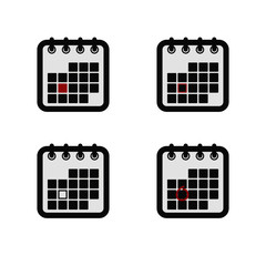 Four grey and red calendar icons