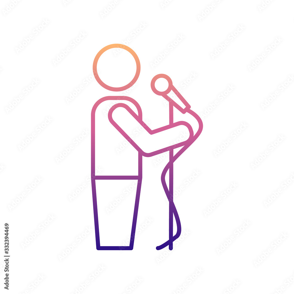 Poster presenter with microphone nolan icon. simple thin line, outline vector of media icons for ui and ux,