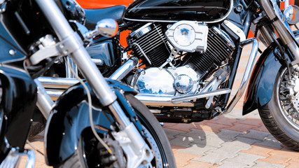 Fototapeta na wymiar Classic motorcycle background. Motorcycle details close up