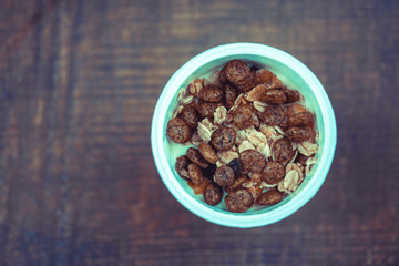 Delicious healthy breakfast with white yogurt and granola